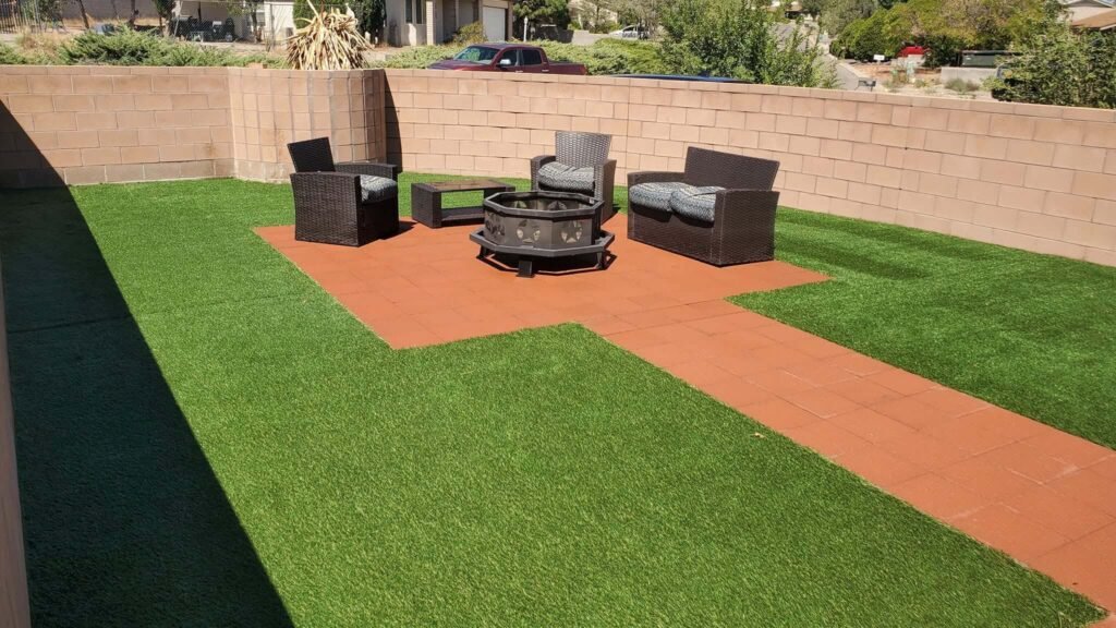 Artificial grass backyard landscaping in Albuquerque